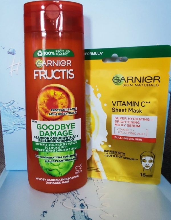 Garnier Fructis Goodbye Damage Szampon Odbudowujący, Garnier Skin Naturals Nawilżająca Maska do twarzy z Witaminą