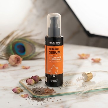 Buteleczka Prosalon Serum Kolagenowe z Kwasami Omega na jasnym, minimalistycznym tle.