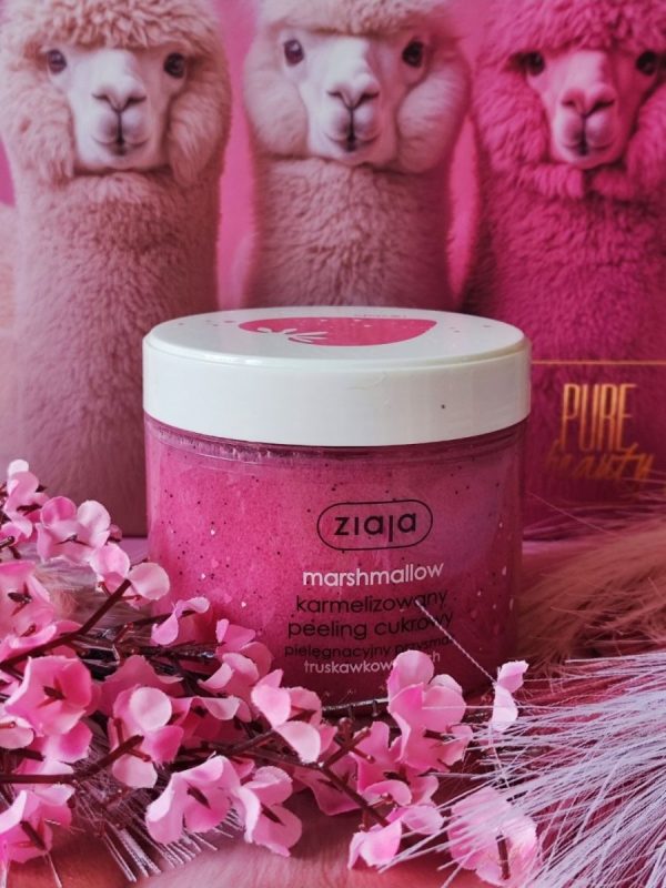 Ziaja Marshmallow karmelizowany peeling cukrowy do twarzy i ciała, produkt pełnowymiarowy w boxie SO MELLOW.