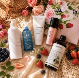 Pudełko kosmetyczne Pure Beauty Rose Stories – widok ogólny edycji i zestawu kosmetyków na lato