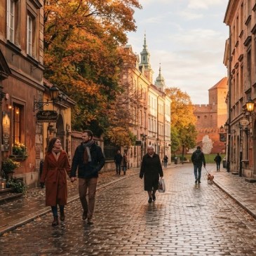 Kameralna ulica na Starym Mieście w Warszawie w jesiennym świetle, slow travel, klimatyczna trasa spacerowa